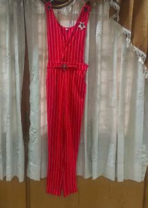 Red Striped Jumpsuit