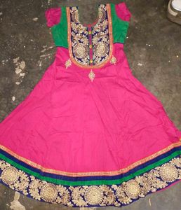 Pink Embroidered Frock Suit