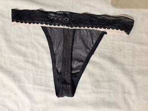 Beautiful Black Lace Trim Thong