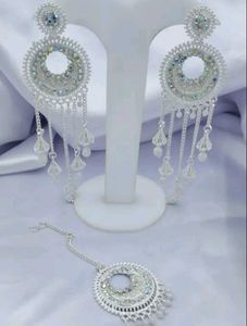 Silver-Tone Tikka Earring Set