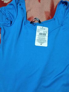 Blue Square Neck Top