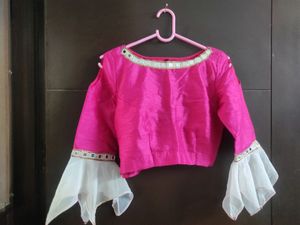 White And Pink Lehenga With Blouse