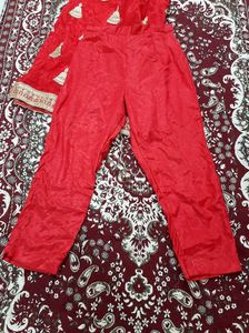 Red Colour Trouser Suit Without Dupatta
