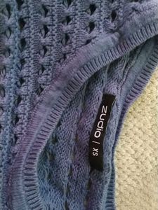 Blue Crochet Long Sleeve Top