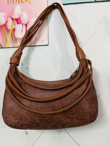 Brown Floral Handbag