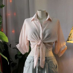 Pink Tie-Front Top