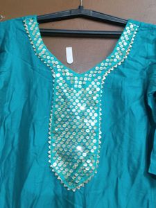 Teal Embellished patiala suit set