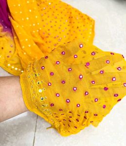 Elegant Pink &amp; Yellow Saree