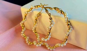 Elegant Gold & Pearl Hoop Earrings