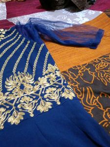 Elegant Blue &amp; Gold Anarkali