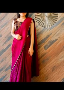 Stylish Saree With Stitched Blouse &amp; Belt