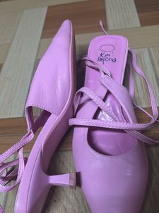 Pink Tie Up Kitten Heels