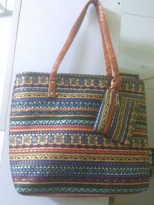 Ethnic Boho Multicolored Handbag + Coin key pouch