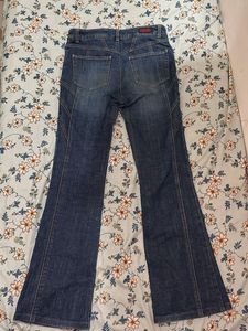Y2K Flare Denim Jeans with Moto Stitch Detail