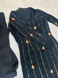 Black Embroidered Kurta Set