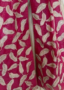 Cream Lehenga With Pink Thread And Sequin Kurti