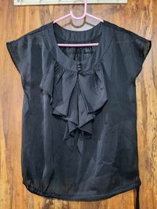 Elegant Black Ruffle Blouse