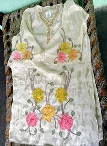 Elegant Floral Embroidered suit Set Silk Simmer