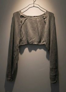 Cropped Gray Knit Shrug