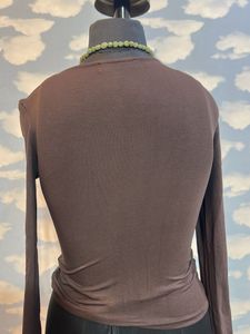 Brown Cutout Long Sleeve Top