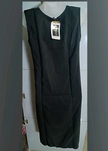 Brand New Black Foil Print Sleeveless Long Kurta