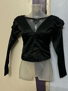 Pintrest silk designer party wear black top