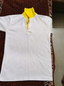 White &amp; Yellow Polo Shirt