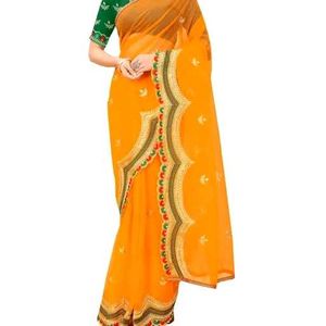 Elegant Yellow &amp; Green Sari