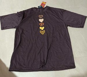 TQH Heart Graphic Oversized T-shirt, XL SIZE