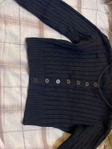 Black Button-Down Cardigan