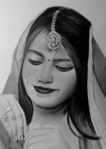 Pencil Portrait of a Bride