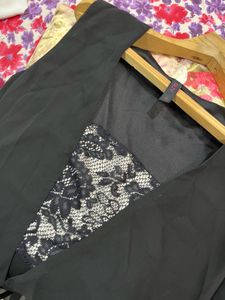 Asymmetrical Lace Black Top- Size S