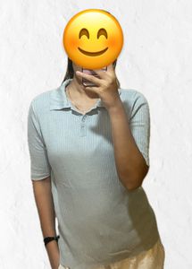Ribbed Knit Button-Up Top