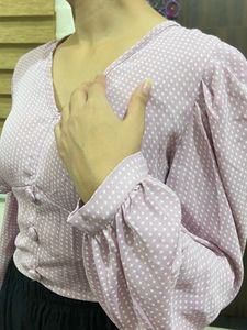 Lilac Polka Dot Long Sleeve Top