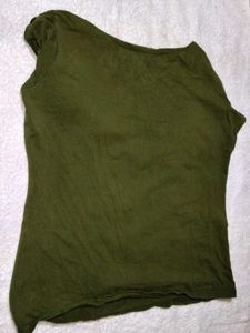 Olive Green Lace-Up Sleeve Top