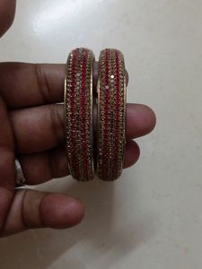Red And White Stone Bangle