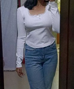 Casual White Fitted Top