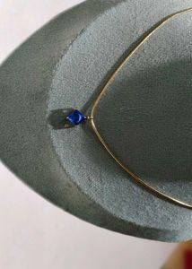 18K Pure Gold Diamond Design Blue Stone Necklace