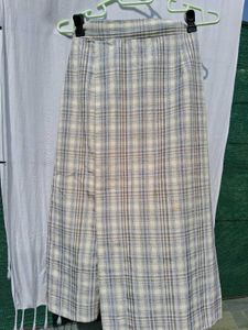 Vintage A Line Ivory Plaid Skirt