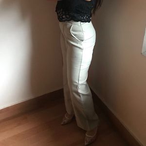 Thick Cotton Mixed Trousers With Belt