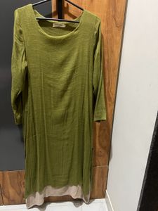 Olive Green Linen Tunic Dress