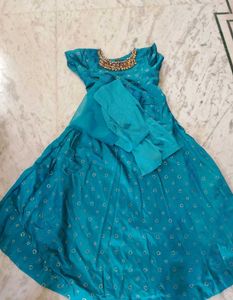 Teal Dress with Beaded Neckline