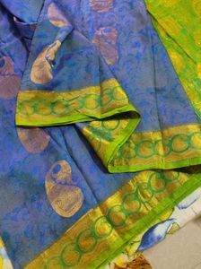 Blue And Green Korvai Kanchipuram Silk Saree