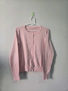 Pink pointelle knit Cardigan