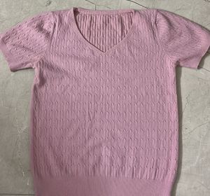 Pink Knit Short Sleeve Top