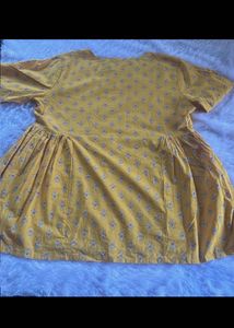 Yellow Floral Button-Down Kurti Top