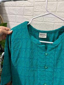 Teal Embroidered Kurti