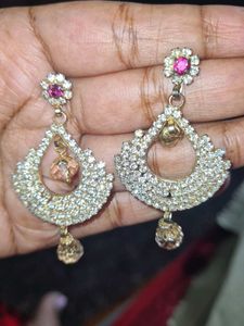 Rhinestone Baby Pink Drop Earrings