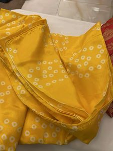 Yellow Bandhani Sari with Red Blouse