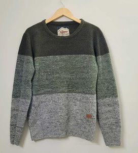 Roadster Co Men Grey GreenColourblocked Pullover